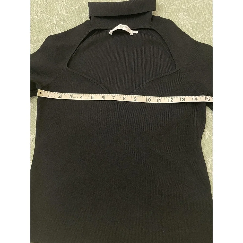 ASTR The Label Sweater Womens Medium Black Cutout Turtleneck Long Sleeve AT17392 - Picture 8 of 16